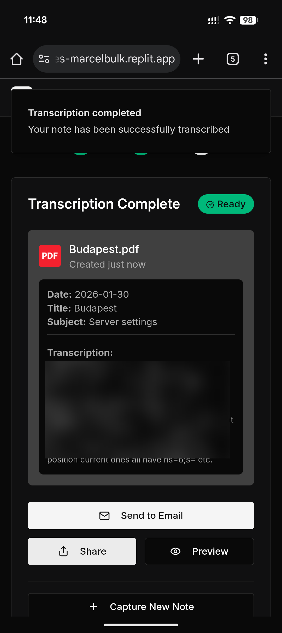 AI Transcription Preview